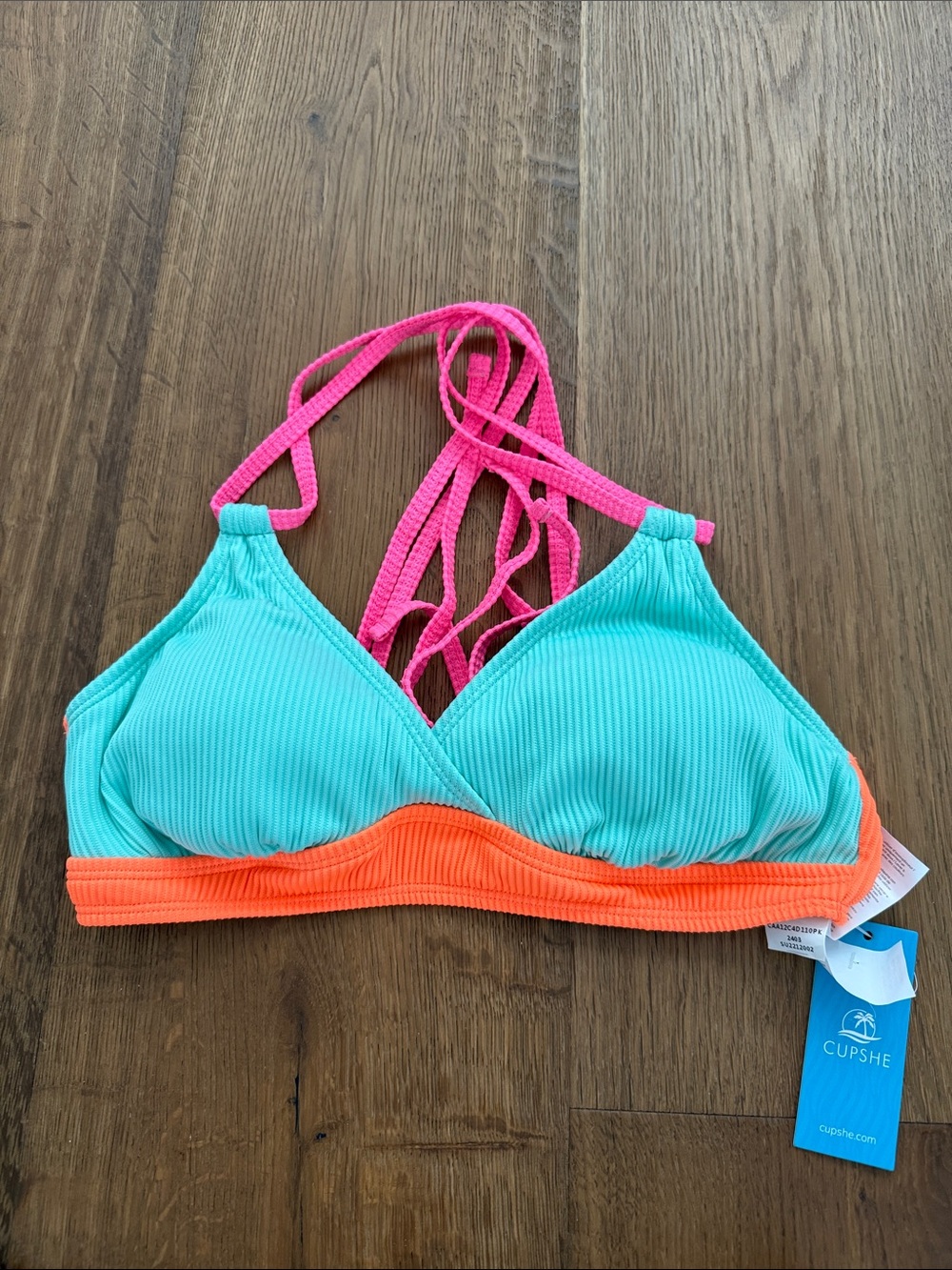 RVCA Floral and Peach Mix Bikini Set - Green, Peach, Black - Picture 2 of 10